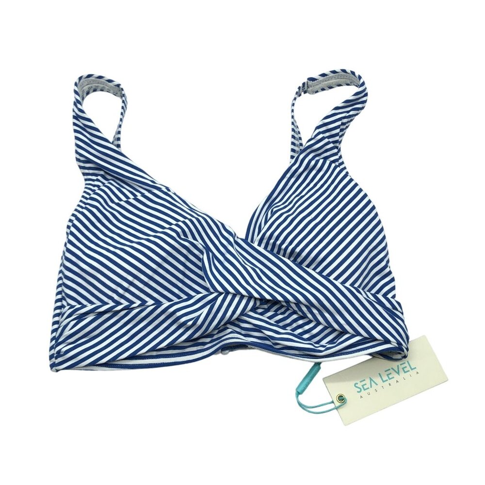 Sea Level Sorrento Stripe Cross Front Multfit Bikini Top French Blue US Size 4